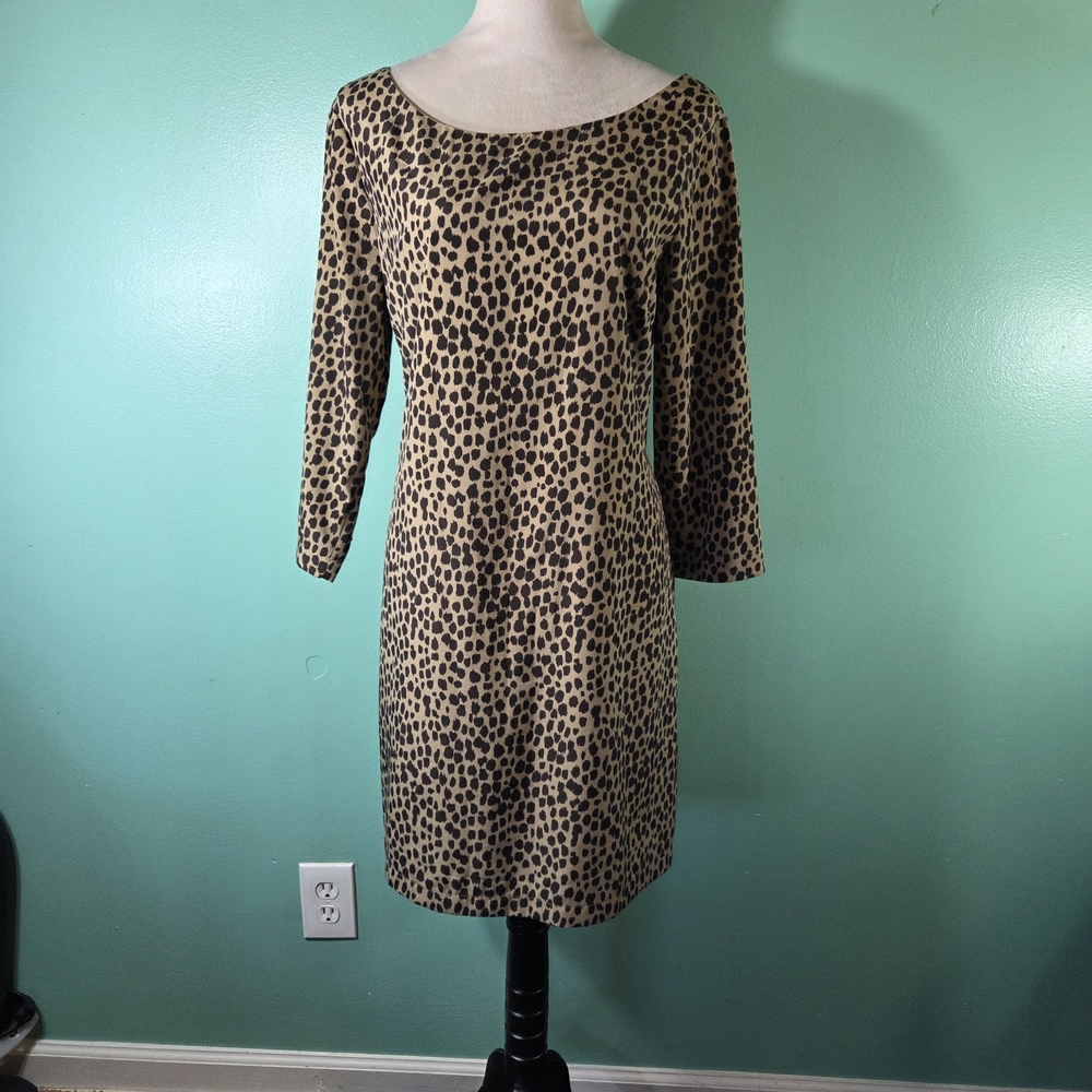 Old Navy Tan and Black Leopard  Print Midi Dress Size L